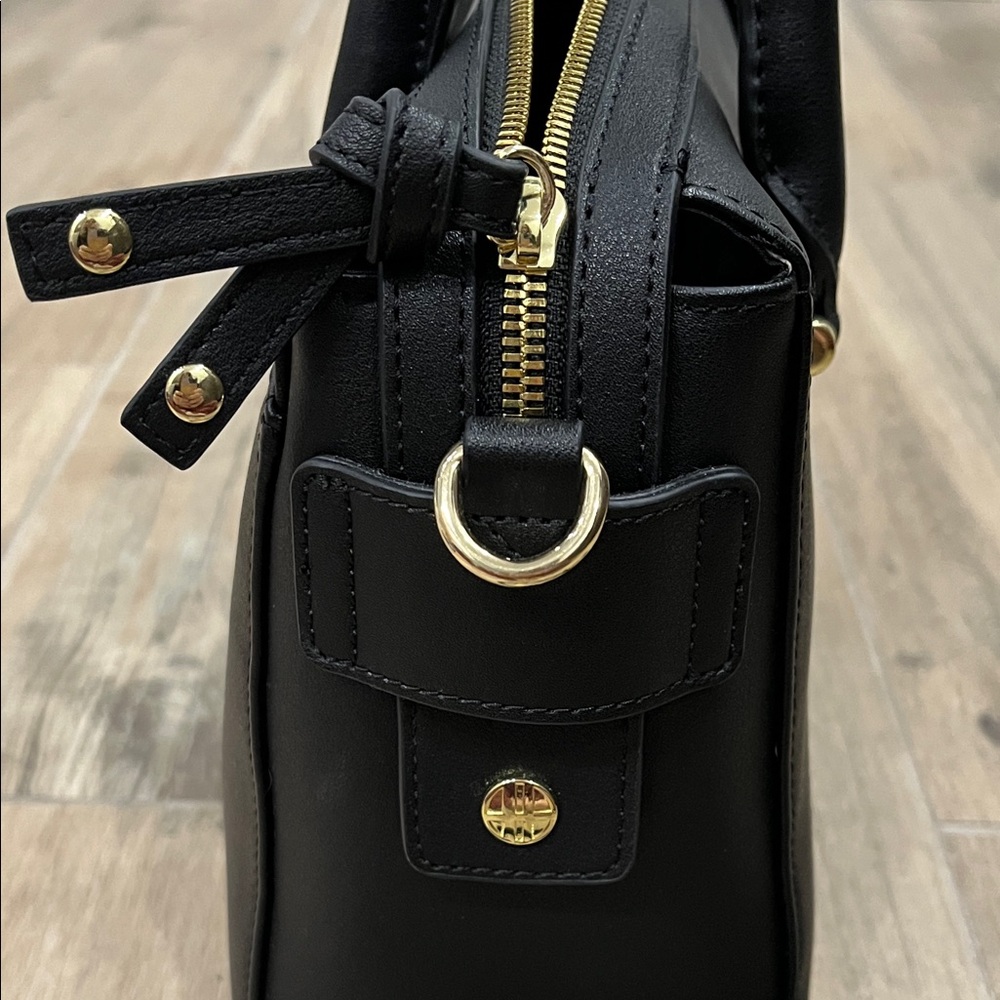 Harrods Black Satchel with Gold Accents - Picture 3 of 6